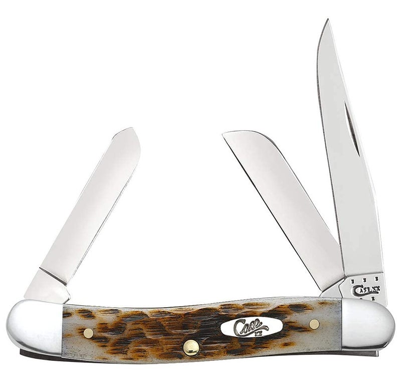 Case XX WR Pocket Knife Medium Stockman, Amber Bone Handle, Stainless Steel Blades, Length Closed: 3 5/8 Inches - Image 1