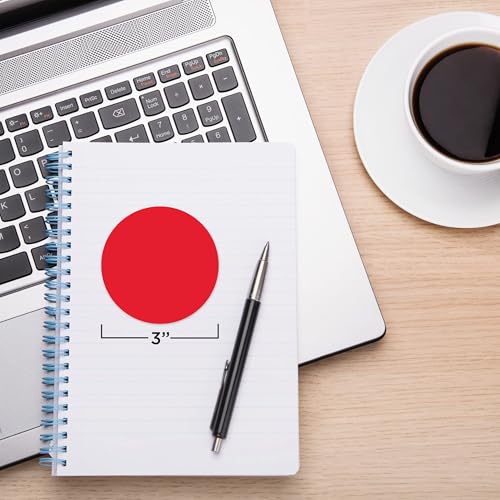 ChromaLabel 3 Inch Circle Sticker Labels, Easy to Write On Colored Dot Stickers, Permanent Adhesive Labels - 500 Sticky Dots per Roll, Red Dot Stickers - Image 3