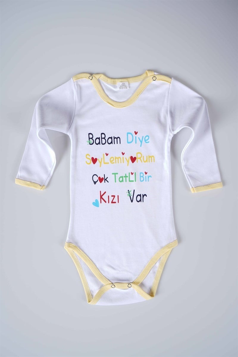 Miniko Kids New Season I Don't Say My Father Written Baby Child Long Sleeve Cotton Bodysuit - Image 1