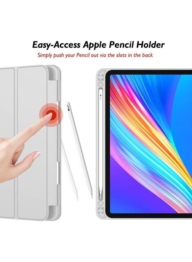 Raxoom Sleek Light Gray Trifold Smart Cover for iPad Pro 11-Inch (2022/2021) â€“ Soft TPU Back, Integrated Pencil Holder, Auto Wake/Sleep, and Charging Compatibility - Image 5