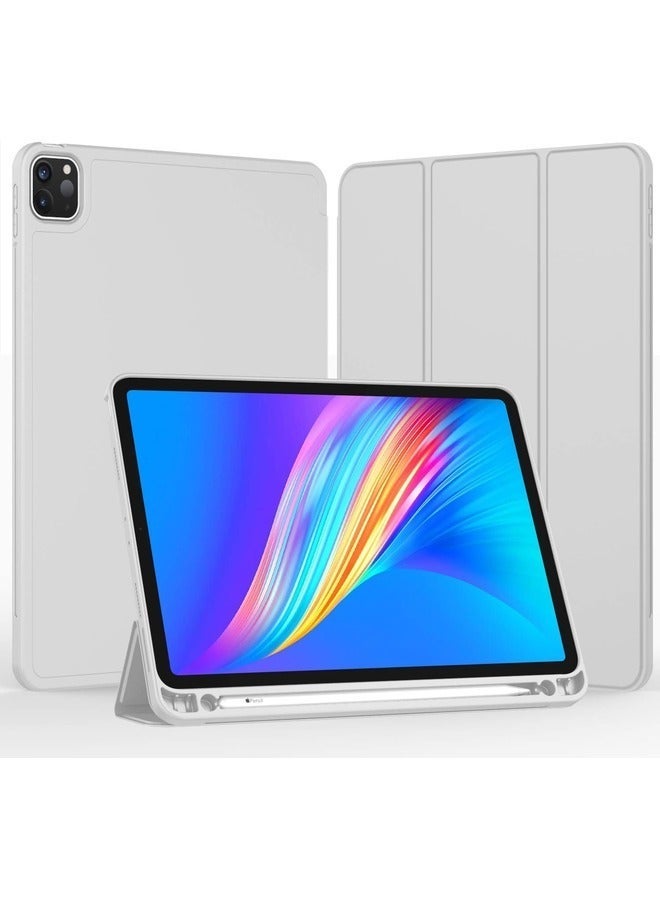 Raxoom Sleek Light Gray Trifold Smart Cover for iPad Pro 11-Inch (2022/2021) â€“ Soft TPU Back, Integrated Pencil Holder, Auto Wake/Sleep, and Charging Compatibility - Image 2
