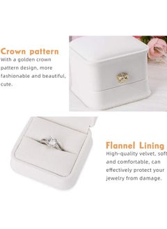 Generic White Leather Ring Box, PU Engagement Leather Ring Case, Multifunctional Jewelry Box Earring Necklace Wedding Anniversary Gift Box, Jewelry Display Case Box (White)  - Image 2