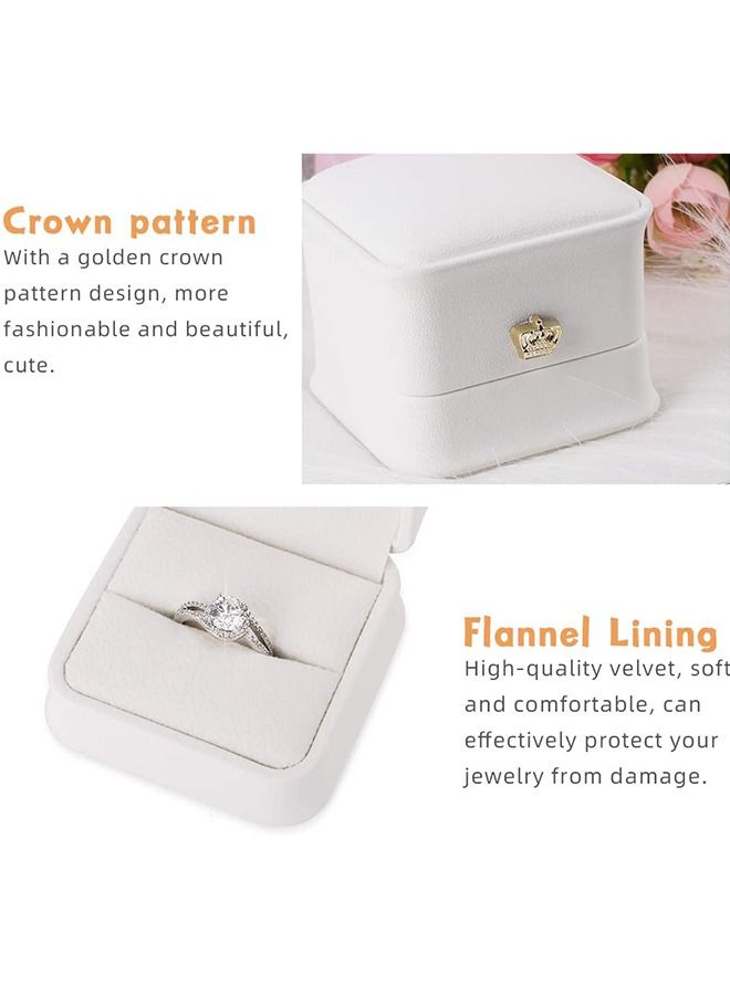 White Leather Ring Box, PU Engagement Leather Ring Case, Multifunctional Jewelry Box Earring Necklace Wedding Anniversary Gift Box, Jewelry Display Case Box (White) - Image 2