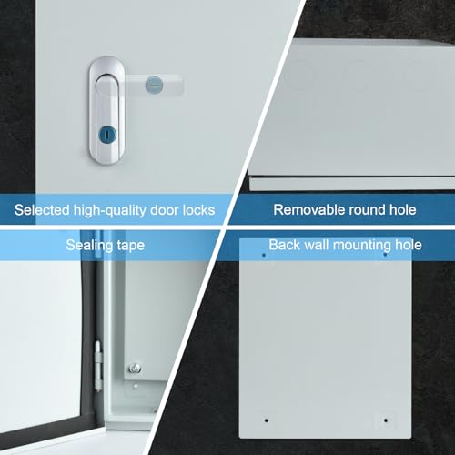 JINDOUZI Steel Electrical Junction Box, Indoor&Outdoor Electrical Enclosure Box, Wall Mounted Waterproof&Dustproof Metal Box, Universal Electric Equipment Enclosure Box with Safety Locks and Mounting Plates - Image 4