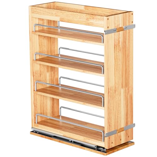 OCG 4 Tier Pull Out Spice Rack Holder Shelves (6.5" W x 22" D), spice organization for cabinet Storage Organization, pull out spice racks for inside cabinets - Image 1