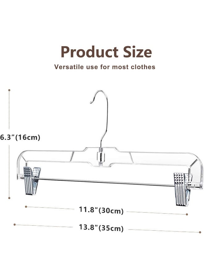 HOUSE DAY Skirt Hangers Pants Hangers with Clips Clear Plastic Pants Hangers with 2-Adjustable Clips Non-Slip Pants Hangers Space Saving for Closet Clip Hangers for Pant, Skirts, Shorts, Pack of 25 - Image 5