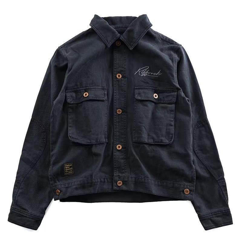 Mens Casual Retro Textured Jacket Autumn Grey  - Image 2