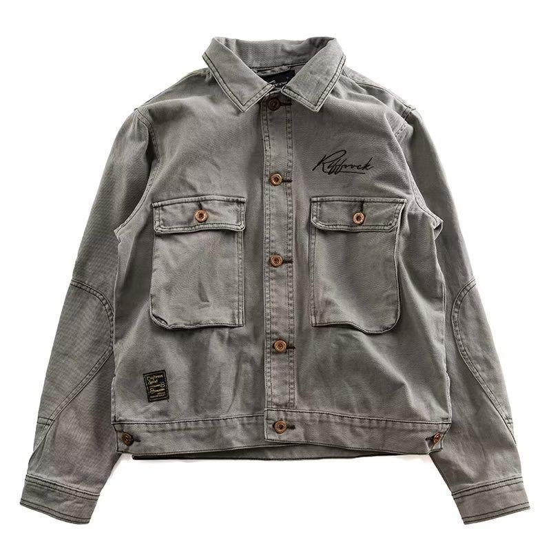 Mens Casual Retro Textured Jacket Autumn Grey  - Image 1