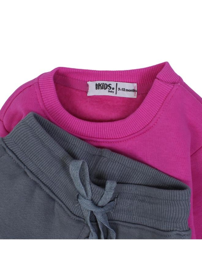 Ourkids Baby Girls Cotton Pajama Set – Fuchsia with Bunny Design - Image 3