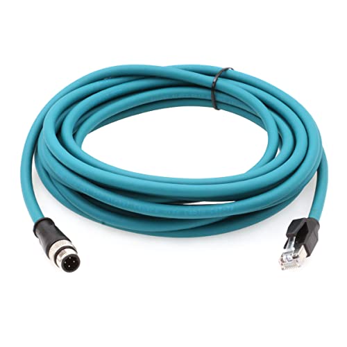 SZRMCC M12 Ethernet Cable D-Code 4 Pin Male to RJ45 Connector High Flex Cat5e Shielded Waterproof Network Cable for Industrial Camera Sensor (3m,Blue) - Image 1
