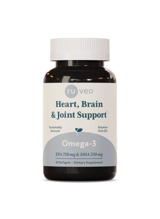 Ayush Herbs - Ruved Omega 3 Pure And Potent Omega 3 For Daily Wellness Essential Fatty Acids For Brain Joint And Overall Health 60 Softgels - Image 1