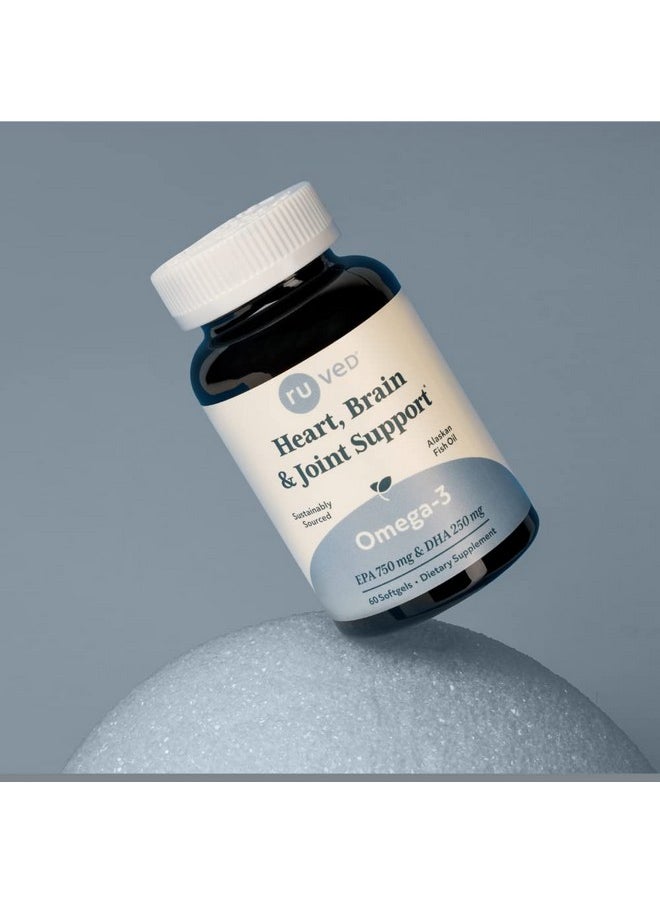 Ayush Herbs - Ruved Omega 3 Pure And Potent Omega 3 For Daily Wellness Essential Fatty Acids For Brain Joint And Overall Health 60 Softgels - Image 1