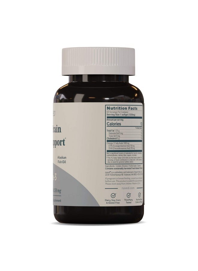 Ayush Herbs - Ruved Omega 3 Pure And Potent Omega 3 For Daily Wellness Essential Fatty Acids For Brain Joint And Overall Health 60 Softgels - Image 1