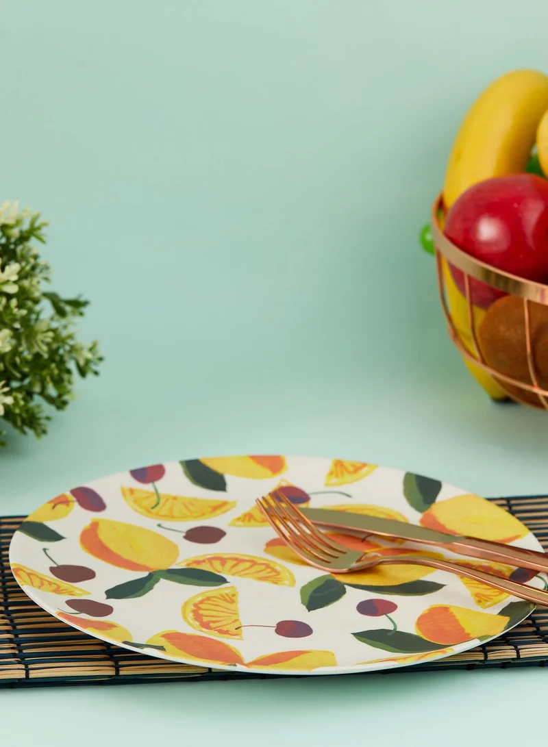 Anthropologie Home Fruit Melamine Dinner Plate - Lemon