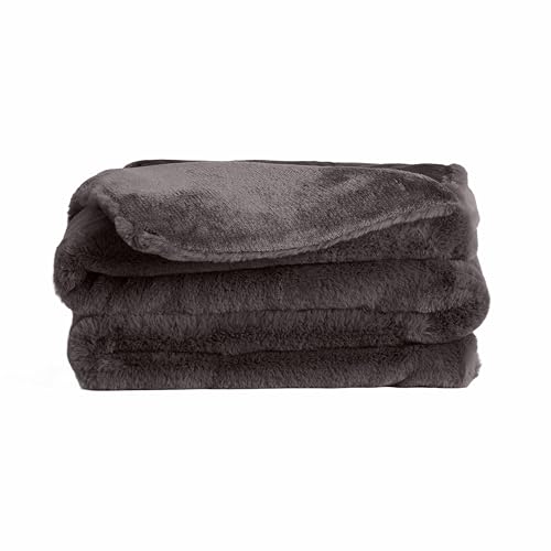 UnHide Lil Pet Marsh Faux Fur Pet Blanket Extra Soft Lightweight Durable Pet Blanket Machine Washable for Bed Cover Couch Protection and Crate Comfort Charcoal Charlie 34 x 44
