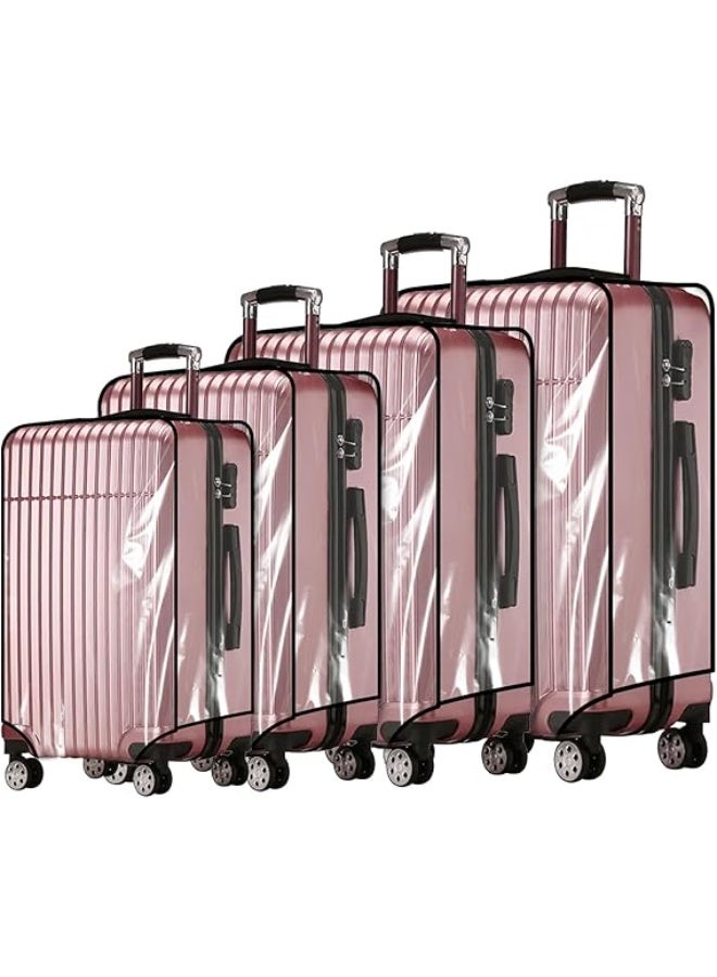 HomarKet 4 Pack Clear PVC Suitcase Cover Protectors 20" / 24" / 28"/ 30" Travel Luggage Suitcase Baggage Covers, Waterproof Dustproof and Anti-Scratch Washable 20-30 Inch Luggage Cover - Image 1