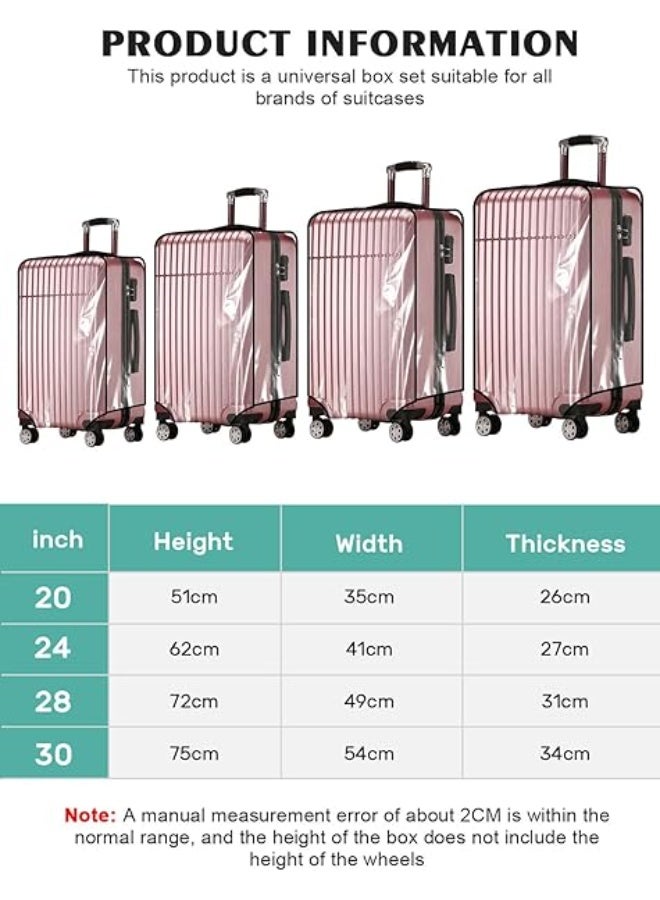 HomarKet 4 Pack Clear PVC Suitcase Cover Protectors 20" / 24" / 28"/ 30" Travel Luggage Suitcase Baggage Covers, Waterproof Dustproof and Anti-Scratch Washable 20-30 Inch Luggage Cover - Image 2