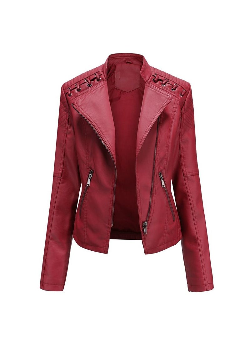 2023 New Women's Leather Short Jacket Slim Fit Thin Leather Coat Red - pzsku/ZE8E9E320627BD1092259Z/45/_/1691732906/7cb0ac8b-1b19-490d-856b-a6567a4d594f