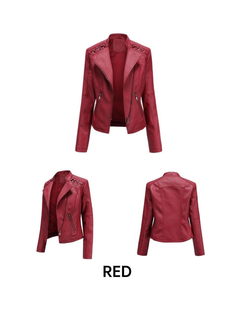 2023 New Women's Leather Short Jacket Slim Fit Thin Leather Coat Red - pzsku/ZE8E9E320627BD1092259Z/45/_/1691732906/ffc6de5d-d79e-4129-92b2-63e121c1582b