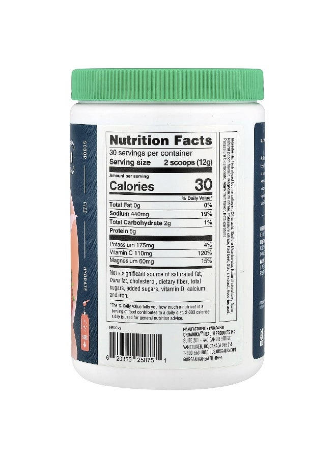 Organika, Electrolytes + Enhanced Collagen™, Juicy Strawberry Peach, 12.7 oz (360 g) - Image 2