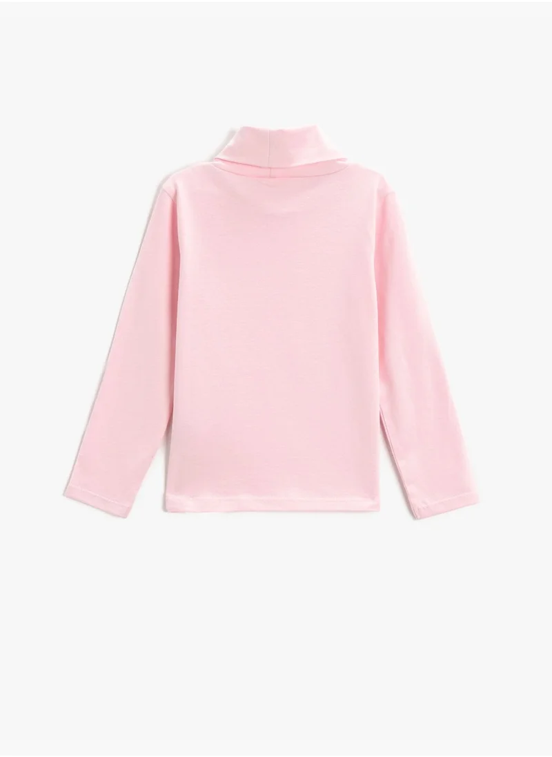 كوتون Half Turtleneck T-Shirt Long Sleeve Cotton