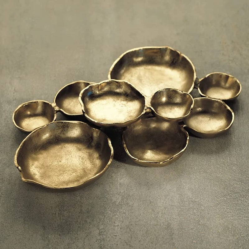 Zodax Cluster of 9 Round Serving Bowls Dark Gold Finish 19 in x 12 in x 25 in - Image 3