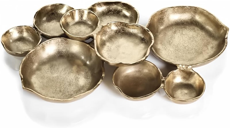 Zodax Cluster of 9 Round Serving Bowls Dark Gold Finish 19 in x 12 in x 25 in - Image 2
