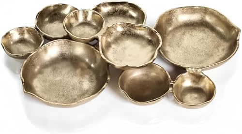Zodax Cluster of 9 Round Serving Bowls Dark Gold Finish 19 in x 12 in x 25 in - Image 1