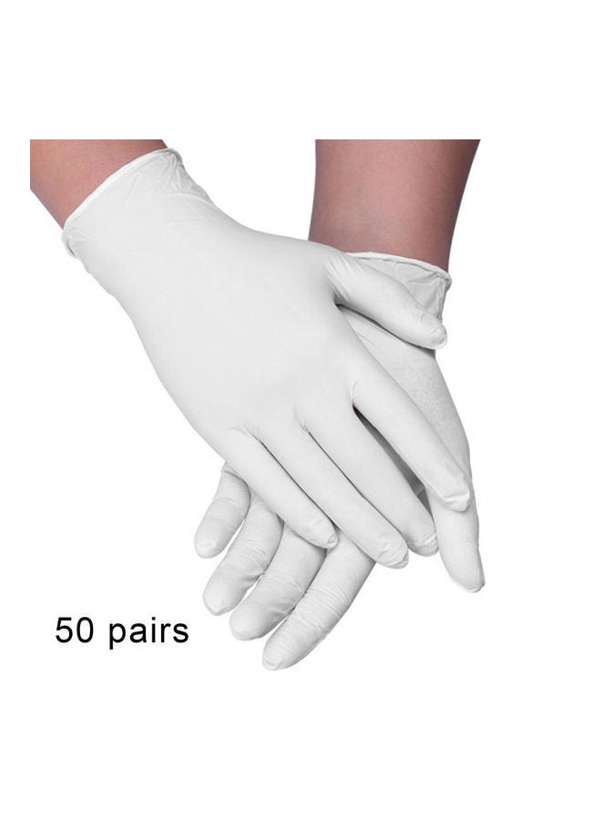 NIBEMINENT Pack Of 50 Nitrile Disposable Gloves White  - Image 1