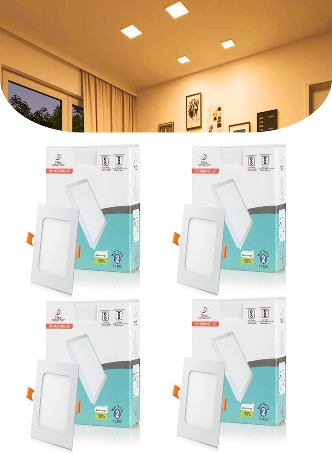 D'Mak 15 Watts Led Panel Light, Warm White, Yellow, Square for Pop, Pack of 4-Aluminium - Image 1