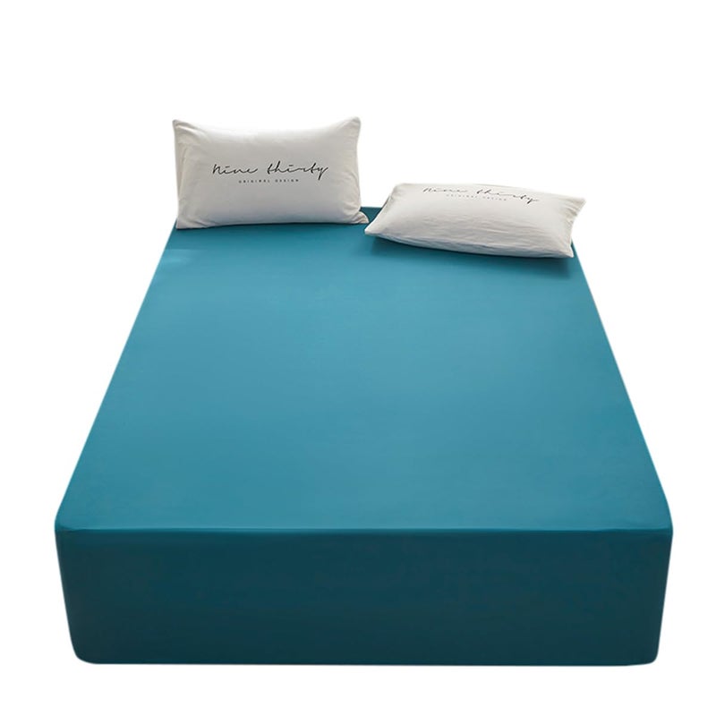 rushrushlulu Bedding Queen Size Fitted Sheet Only-Queen Size Deep Pocket Bottom Fitted Sheet Fits 15inches Bed Matress Sheet Soft and Microfiber Easy Care-Blue - Image 1