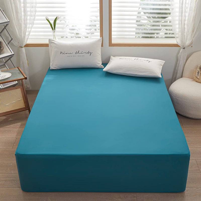 rushrushlulu Bedding Queen Size Fitted Sheet Only-Queen Size Deep Pocket Bottom Fitted Sheet Fits 15inches Bed Matress Sheet Soft and Microfiber Easy Care-Blue - Image 2