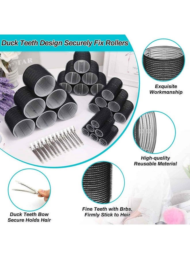 selizo Hair Curlers 36 Pcs Set With 24Pcs Hair Curlers 4 Sizes And 12 Pcs Hair Clips For Long Medium Short Thick Hair, Black - Image 2