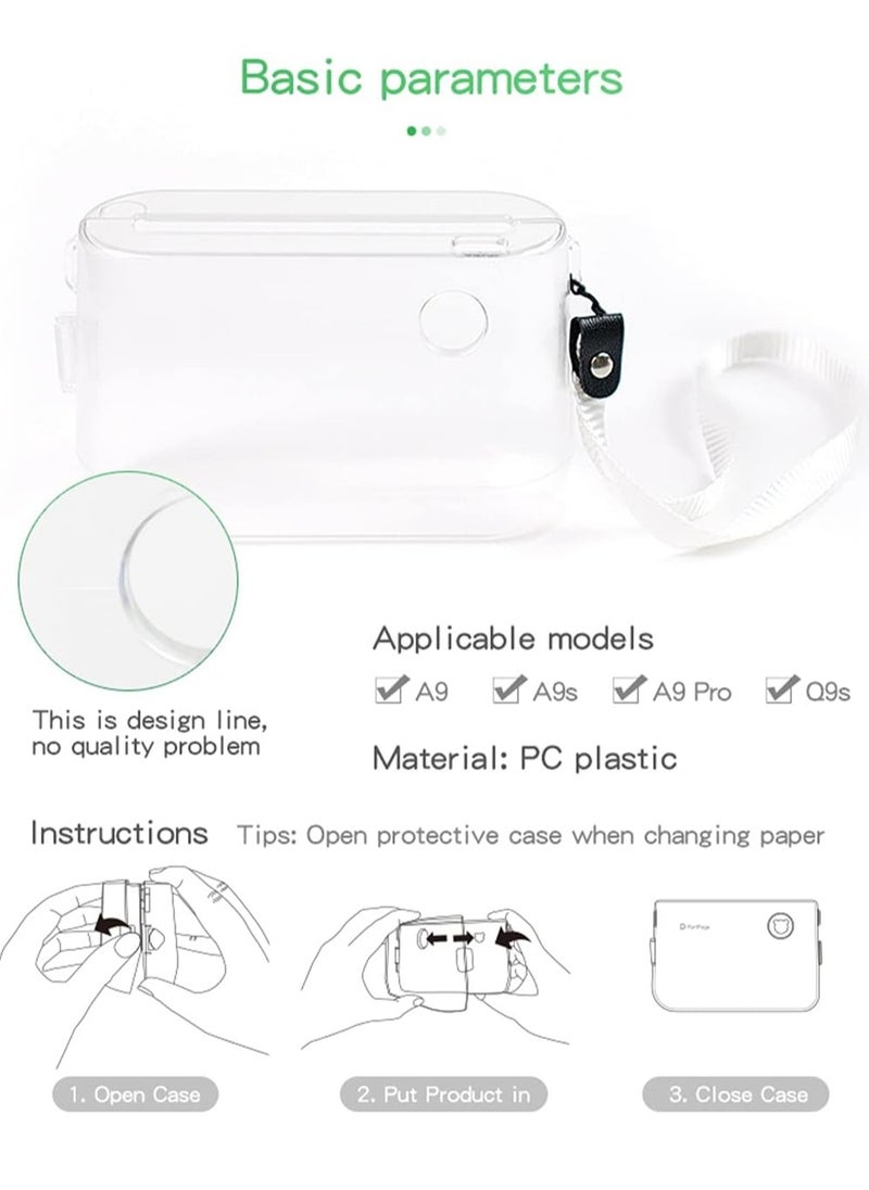 PeriPage - PeriPage Transparent Protective Case Cover with Portable Hand Rope for A9/A9s/A9 Pro/Q9s Mini Pocket BT Thermal Printer Label Maker - Image 1