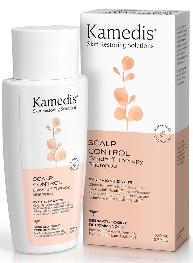 Kamedis شامبو علاج قشرة الرأس - يمنع ويهدئ فروة الرأس الحاكة والمتقشرة والحمراء، خالي من البارابين، خالي من الأصباغ، خالي من SLS، مثبت سريرياً، مصنوع في الولايات المتحدة، 6.7 أونصة سائلة - Image 1