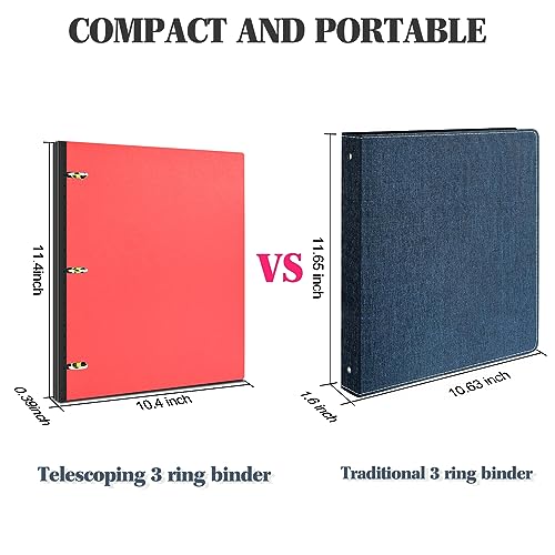 INFUN Telescoping 3 Ring Binder - 4PCS, Portable Plastic 3 Ring Binder with Telescoping Spine, Binders with Foldable Front Cover Holds 8.5"x11" Paper for School, Office, Homes - Image 3