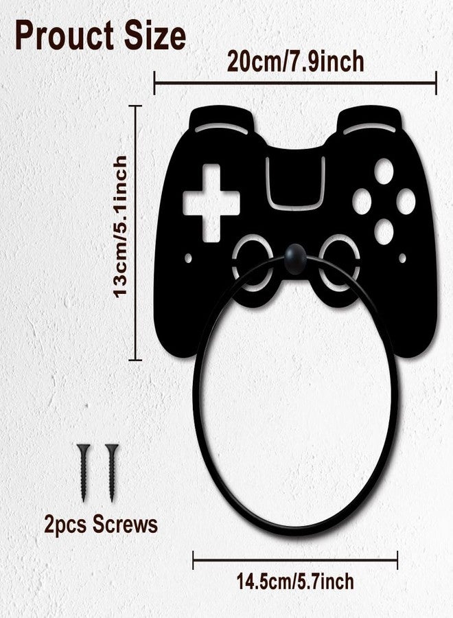 MAYJOYDIY Game Controller Metal Towel Ring Gamepad Shaped Sign Towel Holder for Gamer Room Decor Gamepad Black Art Towel Rack Wall Mounted for Bathroom Kitchen Home Boys Room Decors Gift - Image 2