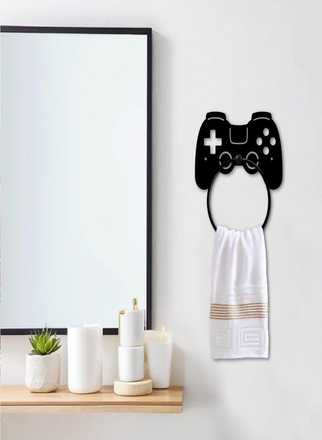 MAYJOYDIY Game Controller Metal Towel Ring Gamepad Shaped Sign Towel Holder for Gamer Room Decor Gamepad Black Art Towel Rack Wall Mounted for Bathroom Kitchen Home Boys Room Decors Gift - Image 5