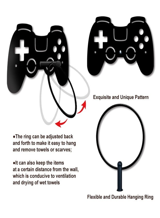 MAYJOYDIY Game Controller Metal Towel Ring Gamepad Shaped Sign Towel Holder for Gamer Room Decor Gamepad Black Art Towel Rack Wall Mounted for Bathroom Kitchen Home Boys Room Decors Gift - Image 4