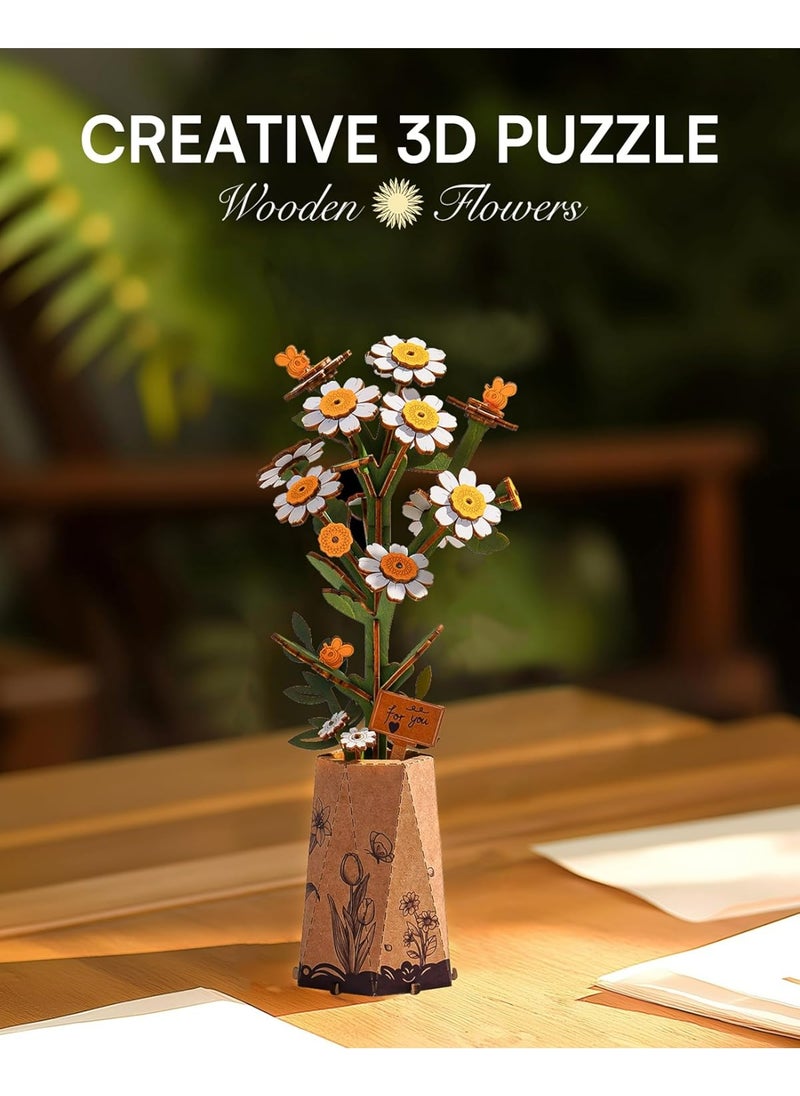 Robotime ROBOTIME DIY Wooden Flower Chamomile 3D Wooden Puzzle TW061Success Decorative DIY Crafts/Birthday Gifts/Home Decor For Girls&Boys Teens&Adults  - Image 4