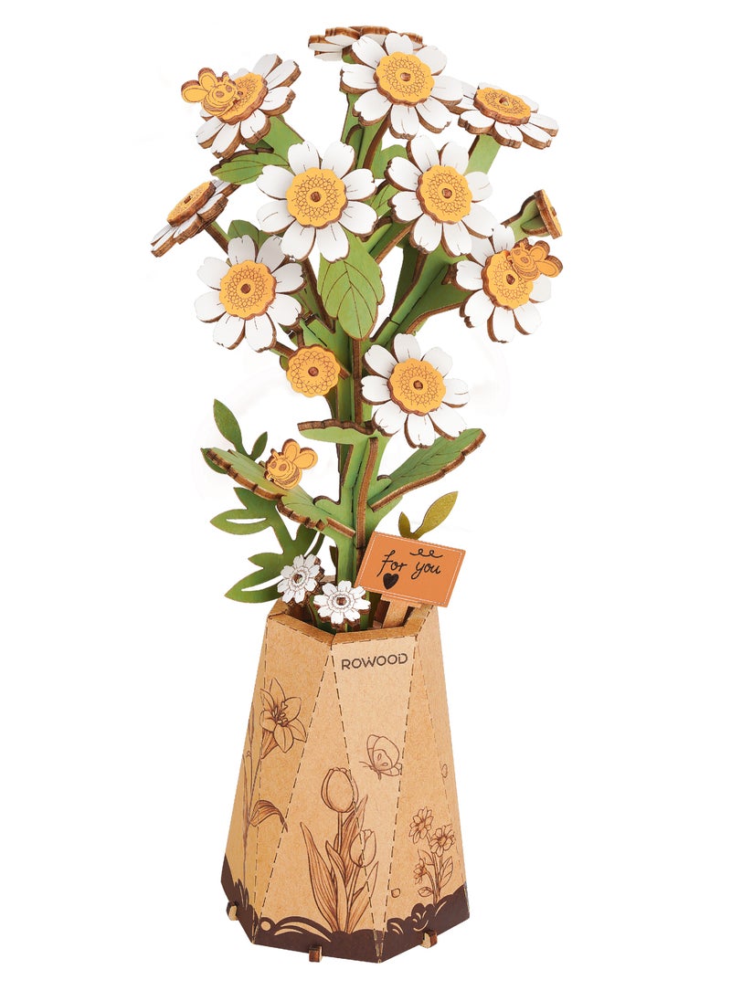 Robotime ROBOTIME DIY Wooden Flower Chamomile 3D Wooden Puzzle TW061Success Decorative DIY Crafts/Birthday Gifts/Home Decor For Girls&Boys Teens&Adults  - Image 5