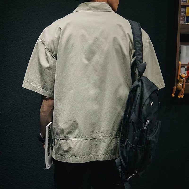 Summer short sleeve shirt men's tooling fashion brand loose half sleeve 2022 new Japanese T-shirt shirt shirt a generation of hair - Image 5