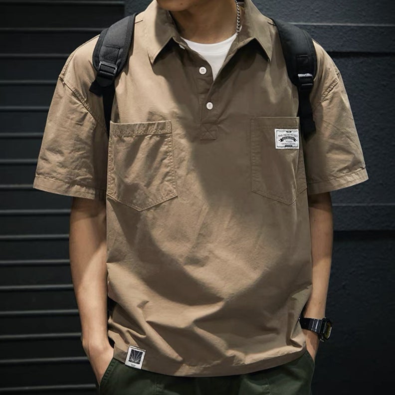 Summer short sleeve shirt men's tooling fashion brand loose half sleeve 2022 new Japanese T-shirt shirt shirt a generation of hair - Image 3