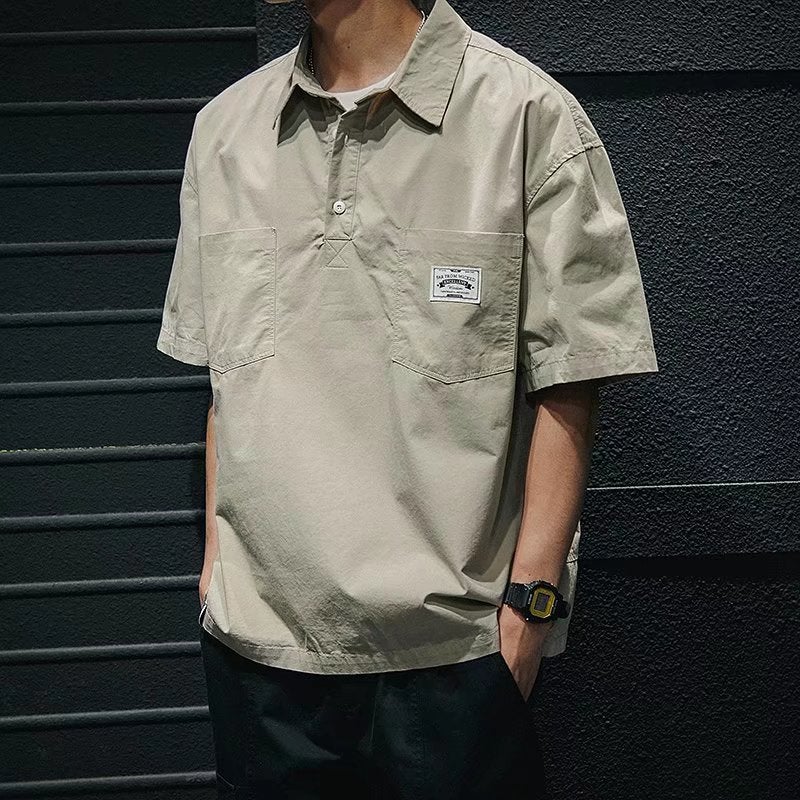 Summer short sleeve shirt men's tooling fashion brand loose half sleeve 2022 new Japanese T-shirt shirt shirt a generation of hair - Image 2
