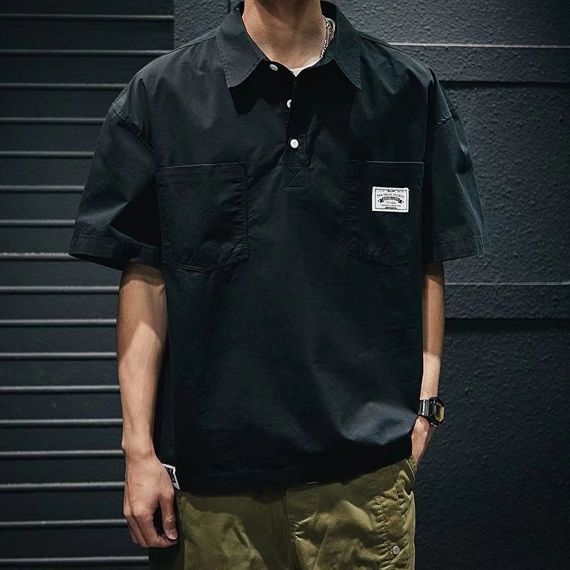 Summer short sleeve shirt men's tooling fashion brand loose half sleeve 2022 new Japanese T-shirt shirt shirt a generation of hair - Image 4
