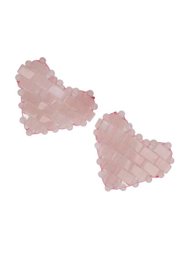 Brrnoo 2Pcs Rose Quartz Eye Mask Jadestone Eye Patch Reduce Facial Edema Relieve Eye Strain Heart Shaped Stone Eye Pad For Massage - Image 1