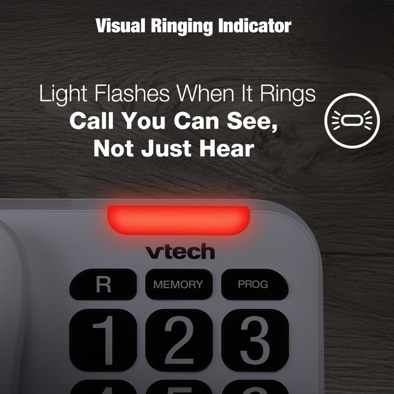 Vtech SA3100 Corded Senior Phone for Elderly with High-Contrast Large Buttons,Multilingual Talking Digits,Visual Ringer,Speed Dial,Speakerphone,No AC Power,Earpiece and Speakerphone Volume Control - Image 5