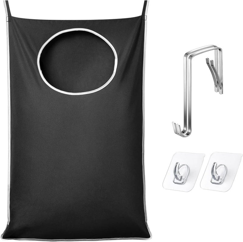 Keepjoy XL Black Door Hanging Laundry Hamper, 36.5" x 22.5" Large Capacity Hanging Hamper Bag with Large opening and Strong Hooks for All Family Laundry, Blankets, and Toys (Black,1-Pack) - Image 1