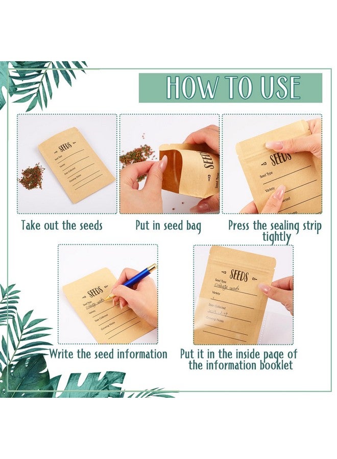 زانماي يتضمن منظم تخزين البذور في الحديقة 100 قطعة من مظاريف تخزين البذور و4 حلقات مقاس 10.6 × 12.6 بوصة، و120 جيبًا واقيات أوراق شفافة لمزارعي جمع بذور البستنة - Image 3
