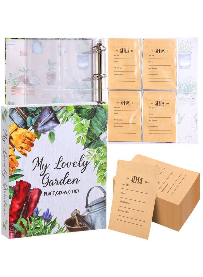 زانماي يتضمن منظم تخزين البذور في الحديقة 100 قطعة من مظاريف تخزين البذور و4 حلقات مقاس 10.6 × 12.6 بوصة، و120 جيبًا واقيات أوراق شفافة لمزارعي جمع بذور البستنة - Image 1